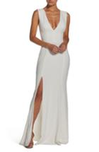 Women's Dress The Population Sandra Plunge Crepe Trumpet Gown - White