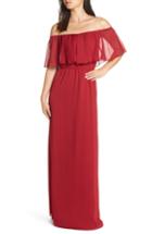 Women's Wayf Off The Shoulder Ruffle Popover Gown, Size - Red