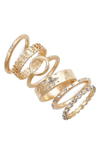 Women's Treasure & Bond Set Of 6 Texture Stackable Rings