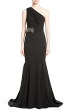 Women's Badgley Mischka Couture Odessa Embellished One-shoulder Gown