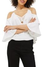 Women's Topshop Double Sleeve Lace Camisole Top Us (fits Like 0-2) - Ivory