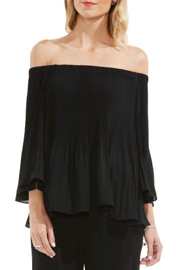 Women's Vince Camuto Pleat Off The Shoulder Blouse, Size - Black