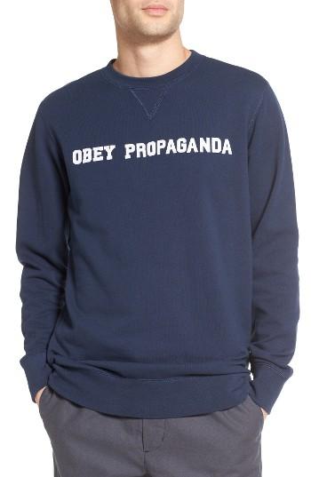Men's Obey Nassau Logo Sweatshirt - Blue