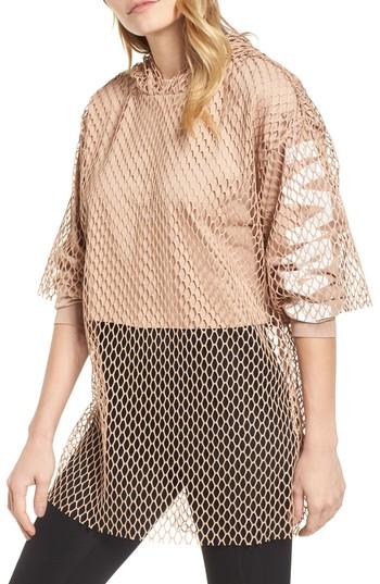 Women's Ivy Park Mesh Overlay Logo Hoodie - Beige