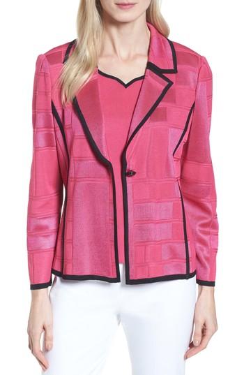 Women's Ming Wang Contrasting Trim Grid Blazer - Red