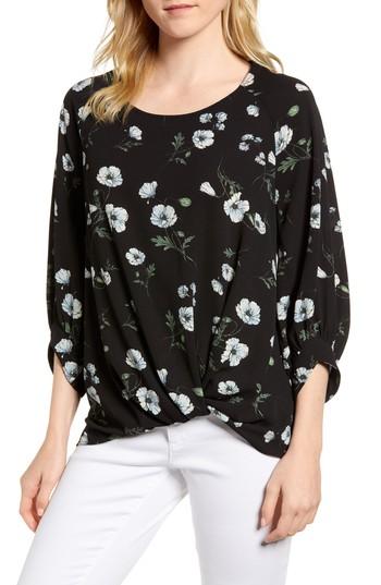 Petite Women's Gibson X Living In Yellow Maggie Twist Hem Top P - Black