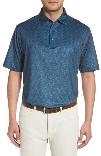 Men's Peter Millar Snow Star Print Jersey Polo - Blue