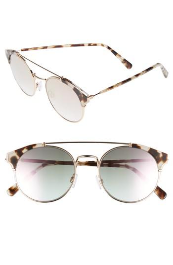 Women's D'blanc X Amuse Society Dosed Marquis 52mm Gradient Round Aviator Sunglasses - Snow Leopard/ Rose Flash