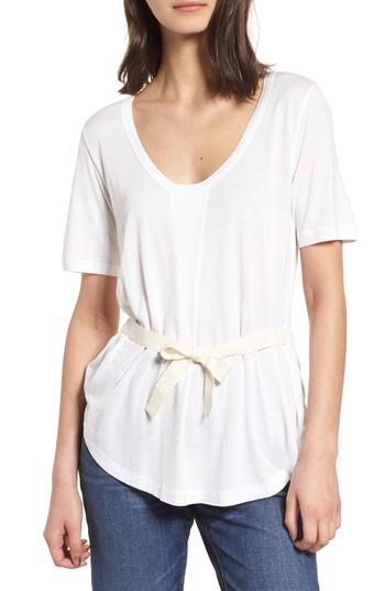Women's J.crew Side Tie Scoop Neck Tee, Size - White