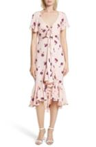 Women's Cinq A Sept Mateo Ruffle Trim Silk Dress - Pink