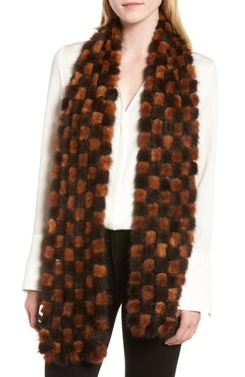 Women's La Fiorentina Balled Genuine Mink Fur Muffler, Size - Brown
