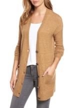 Women's Halogen Long Sleeve V-neck Cardigan, Size - Brown