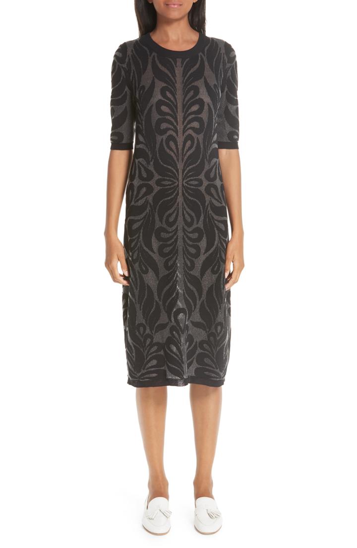 Women's Partow Intarsia Knit Wool Midi Dress