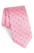 Men's Nordstrom Men's Shop Cambridge Grid Silk Tie, Size - Pink