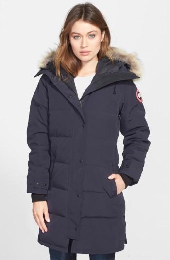 Women's Canada Goose Shelburne Genuine Coyote Fur Trim Down Parka (0) - Blue