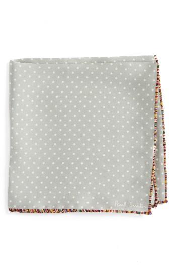 Men's Paul Smith Pindot Silk Pocket Square, Size - Grey