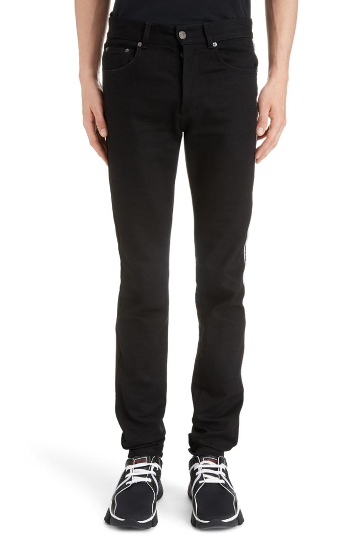 Men's Givenchy Side Stripe Skinny Jeans - Black