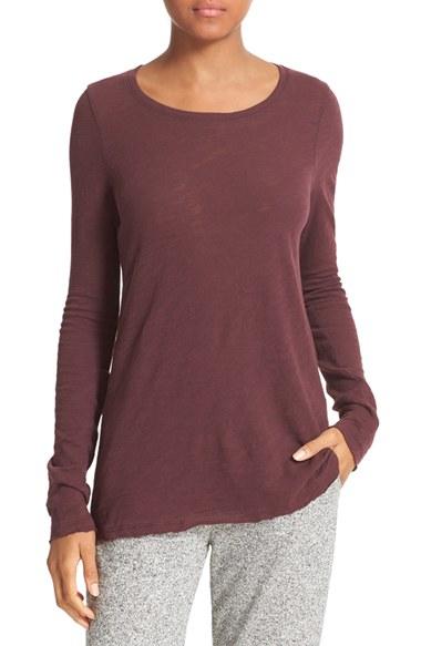 Women's Atm Anthony Thomas Melillo Destroyed Wash Cotton Tee - Burgundy