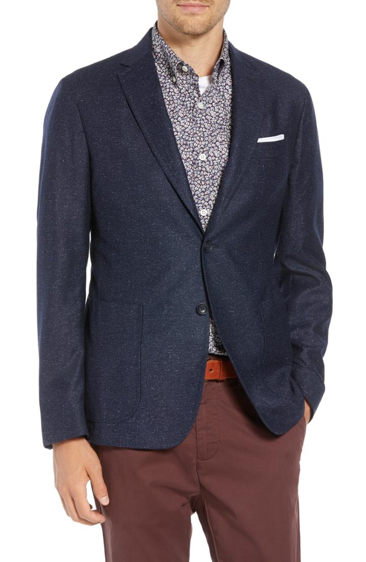 Men's 1901 Extra Trim Fit Wool & Silk Soft Coat R - Blue
