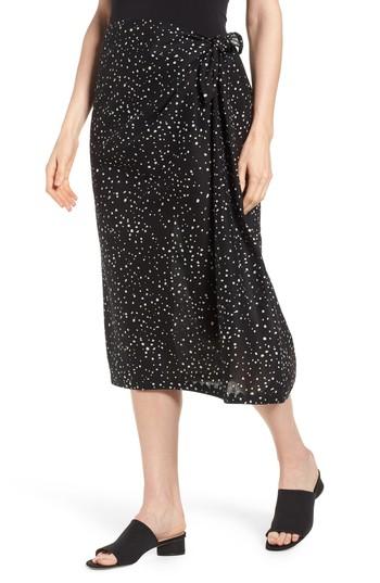 Women's Eileen Fisher Faux Sarong Organic Cotton Skirt, Size /x-small - Black