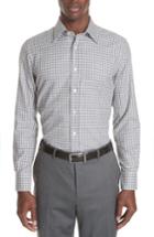 Men's Canali Regular Fit Check Dress Shirt, Size - Grey