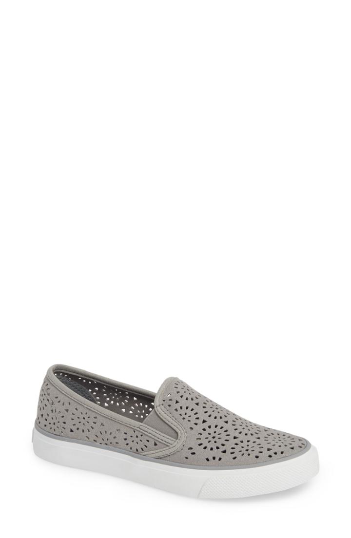 Women's Sperry Seaside Nautical Perforated Slip-on Sneaker .5 M - Grey