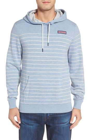 Men's Vineyard Vines Stripe Washed Cotton Pullover Hoodie - Blue