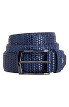 Men's Bugatchi Leather Belt - Navy