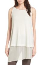 Women's Eileen Fisher Silk Jersey & Chiffon Tunic - White