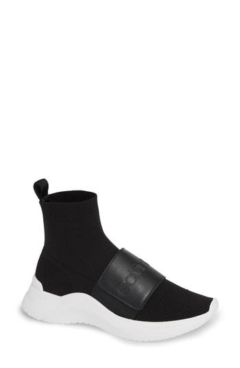 Women's Calvin Klein Uni Sock Knit Sneaker .5 M - Black