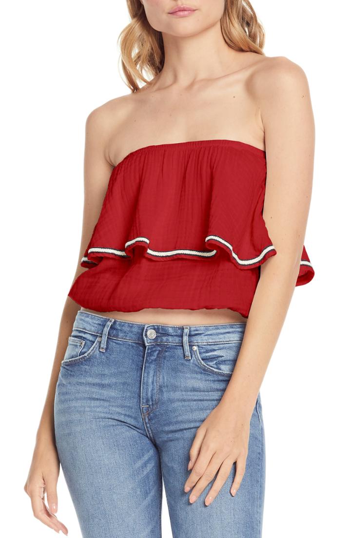 Women's Michael Stars Double Gauze Tiered Top - Red