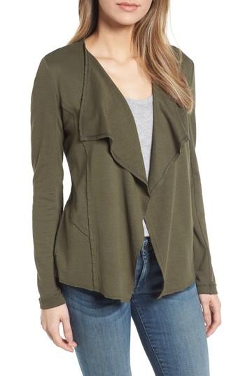 Women's Caslon Moto Collar Cotton Knit Jacket - Green