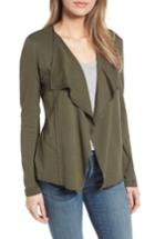 Women's Caslon Moto Collar Cotton Knit Jacket - Green