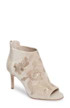 Women's Imagine Vince Camuto Padget Embroidered Velvet Peeptoe Bootie M - Beige
