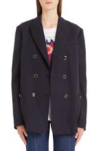 Women's Valentino V-detail Wool Gabardine Jacket - Blue