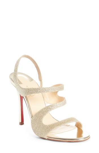 Women's Christian Louboutin Vavazou Slingback Sandal Us / 35eu - Metallic