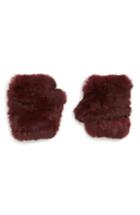 Women's Jocelyn Mandy Genuine Rabbit Fur Open Top Mittens, Size - Burgundy