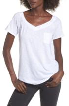 Women's Socialite Double V-neck Pocket Tee - Ivory