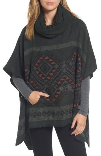 Women's Steve Madden Cowl Neck Poncho, Size - Green