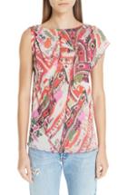 Women's Fuzzi Print Tulle One-sleeve Top - White