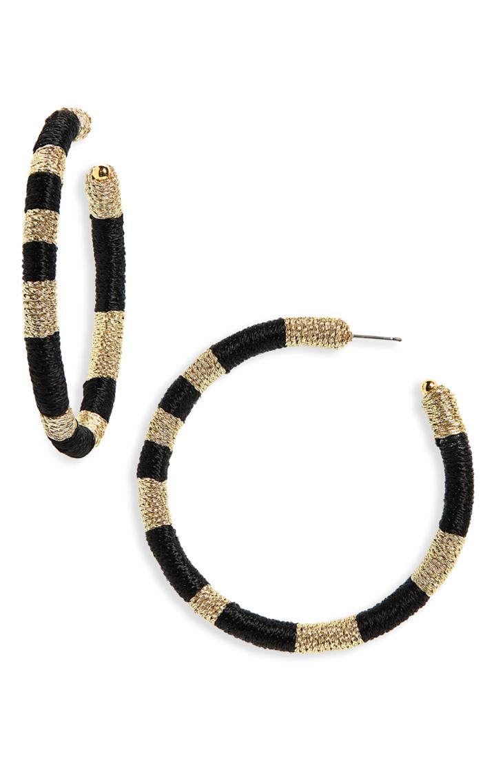 Women's Oscar De La Renta Embroidered Hoop Earrings