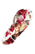 Cara Floral Print Needle Point Twisted Head Wrap, Size - White