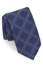 Men's Canali Grid Silk Blend Tie, Size X-long - Blue