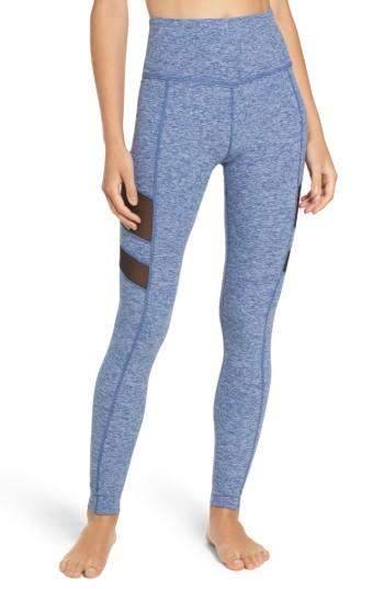 Women's Beyond Yoga High Striped Mesh Leggings - Blue