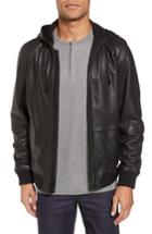Men's Calibrate Hooded Leather Jacket - Black