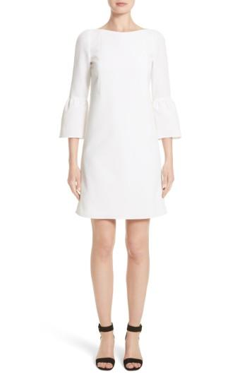 Women's Lafayette 148 New York Marisa Flounce Cuff Shift Dress - White