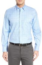 Men's David Donahue Plaid Sport Shirt - Blue