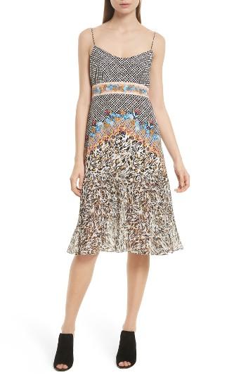 Women's Saloni Veronica Print Silk Dress - Yellow