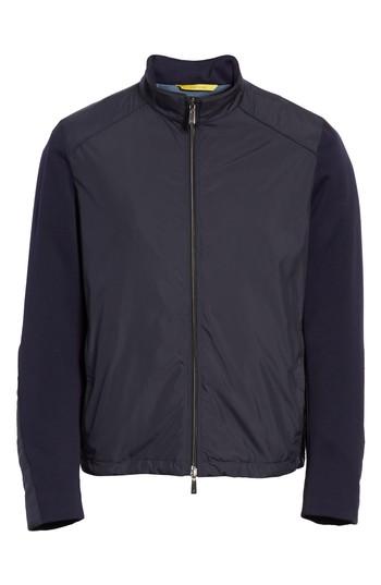 Men's Canali Water Repellent Microfiber Jacket Us / 56 Eu - Blue