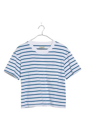 Women's Madewell Stripe Easy Crop Tee, Size - White
